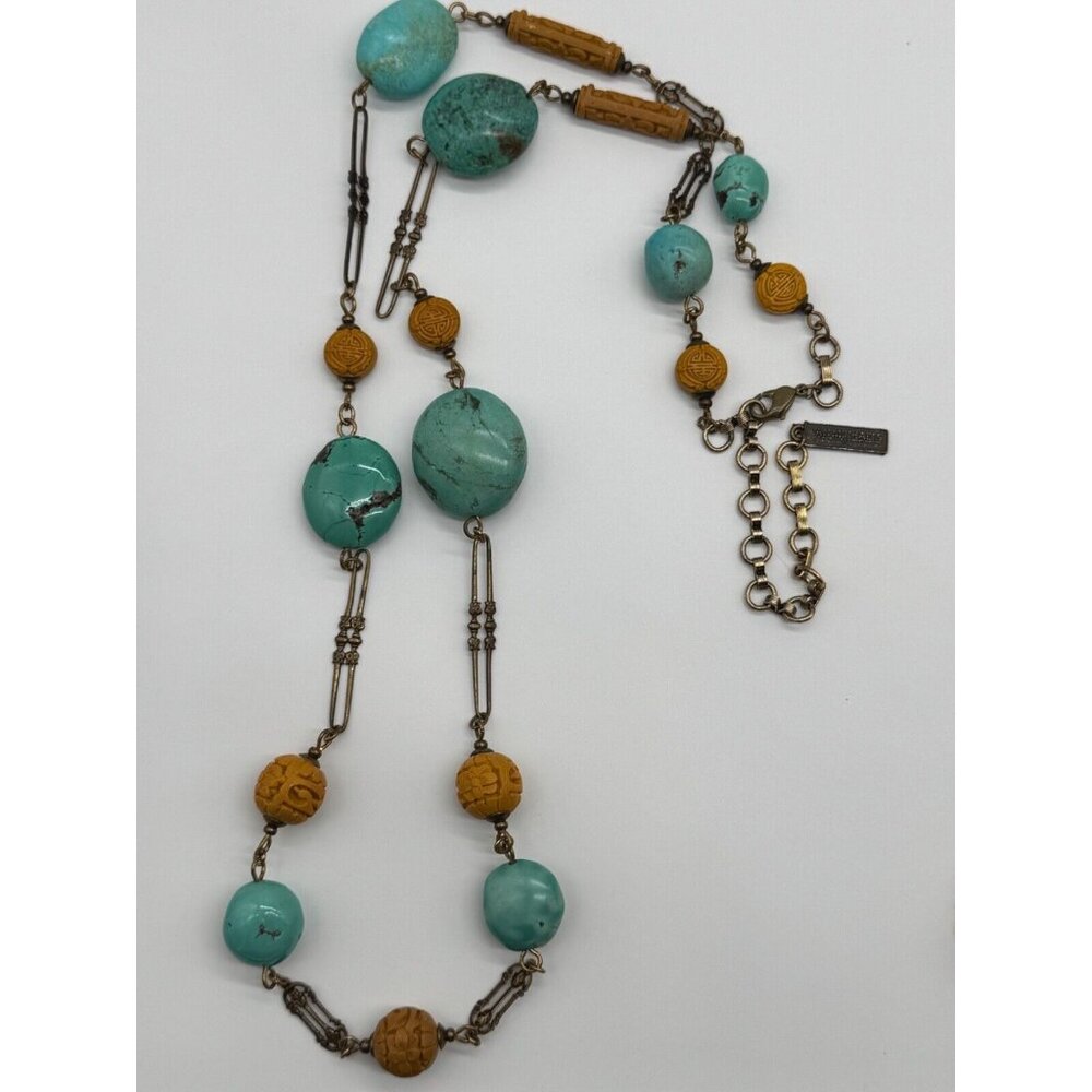Jan Michaels San Francisco Asian Inspired Turquoise Color Bead Long‎ Necklace